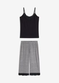 Capri Pyjama mit Spaghettiträgern - schwarz - Größe 40/42 (M) mit Baumwolle- bonprix