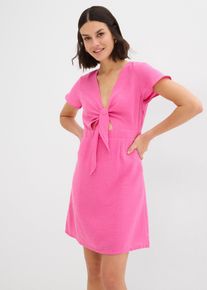 Minikleid mit Bindedetail am Ausschnitt, pink, Größe 44, bonprix