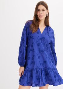 Blusenkleid aus reiner Baumwolle, blau, Größe 42, mit Baumwolle, bonprix