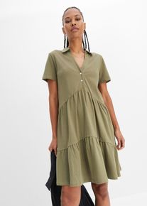 Shirtkleid mit Polokragen aus Biobaumwolle, grün, Größe 32/34 (XS), mit Baumwolle, bonprix