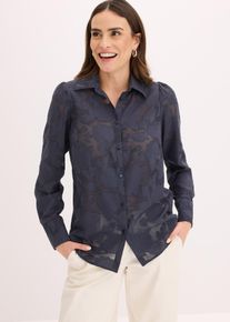 Bluse aus Jaquard-Chiffon - blau - Größe 48 - bonprix