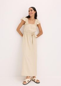 Leinen-Maxikleid, beige, Größe 44, Leinen, bonprix
