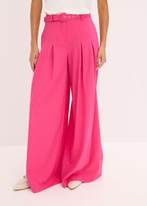 Bundfaltenhose mit Gürtel (2tlg-Set), pink, Größe 46, bonprix