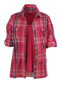 Dames Blouseset blouse en top als set in rood geruit ,maat 36, WITT, 100% Katoen