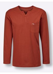 Heren Pyjama-Shirt in roestrood ,maat 44/46, Witt, 100% Katoen
