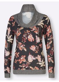 Dames Coltrui met goudkleurig garen in antraciet gedessineerd ,maat 36, WITT, 66% Viscose, 26% Polyamide, 8% gemetalliseerd garen