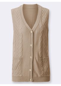 Dames Vest met sierknopen in beige ,maat 38, WITT, 100% Polyacryl