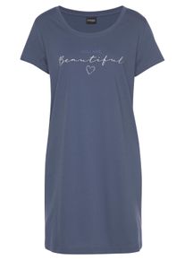 Vivance Dreams Dames Bigshirt in blauw ,maat 32/34, Witt, 100% Katoen