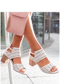 Lascana Dames Sandalen met riempjes in beige ,maat 36, Witt, 100% Leer