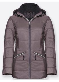 Dames Gewatteerde jas, warm in taupe ,maat 46, WITT, 100% Polyester