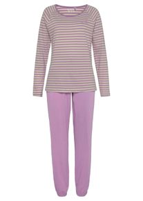 Vivance Dreams Dames Pyjama in paars ,maat 32/34, Witt, 100% Katoen