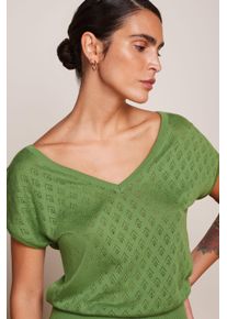 King Louie Mateo Knit Double V Top in Jade Grün