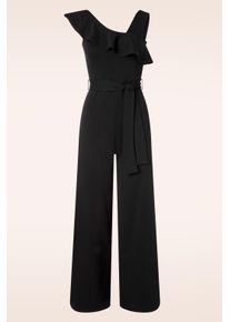 Judy Rüsche Schulter Jumpsuit in Schwarz.
