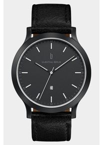 Men's Watch - Black - Surgical steel case, Sapphire-hardened mineral glass, Leather Strap - 40mm , Quartz Movement - Lilienthal Berlin