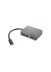 Lenovo Adapter met meerdere poorten, USB-C-stekker - HDMI-aansluiting / USB-A-aansluiting / RJ45-aansluiting / VGA-aansluiting, Zilver - 4X91A30366