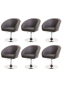 6er-Set Esszimmerstuhl HWC-F19, Küchenstuhl Drehstuhl Loungesessel, drehbar höhenverstellbar ~ Kunstleder grau