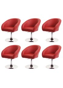 6er-Set Esszimmerstuhl HWC-F19, Küchenstuhl Drehstuhl Loungesessel, drehbar höhenverstellbar ~ Kunstleder rot