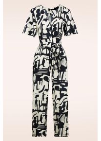 Emma Sixties Jumpsuit in Dunkelblau und Off White.
