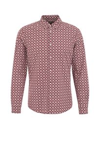 WE Fashion, Mænd, Skjorte, Mørkerød / Hvid, Størrelse XS