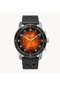 deTomaso Men's Watch - Black Orange - Chronograph, case made of surgical steel, sapphire-hardened mineral glass, leather strap, 42mm diameter, Japanese quartz