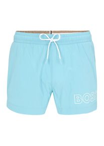 BOSS Män Badshorts 'Mooneye' ljusblå / vit Storlek S