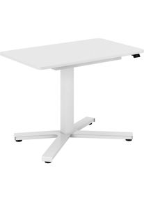 Bureau Miva, elektrisch in hoogte verstelbaar, bijzettafel met één kolom, recht, l x b = 900 x 550 mm, wit/wit