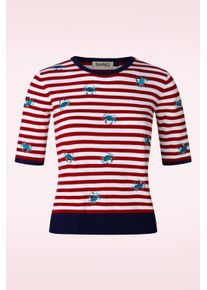 Banned Retro Stripe Crab Pullover in Rot und Blau