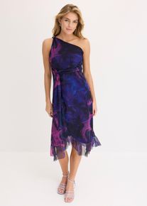 Figurnära one shoulder-klänning med vacker detalj - blå - storlek 40/42 (M) - bonprix