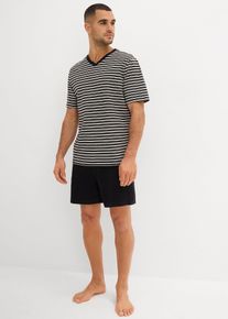 Pyjamas med shorts V-ringning - svart - storlek 56/58 (XL) - bonprix