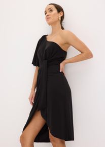 One shoulder-klänning med rynk - svart - storlek 44/46 (L) - bonprix