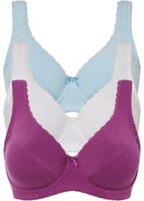 BH med bygel och ekologisk bomull (3-pack) - lila - storlek 105E - bonprix