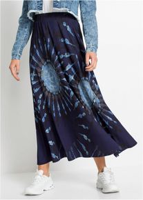 Batikmönstrad jerseykjol i mjuk viskos - blå - storlek 36/38 (S) - bonprix