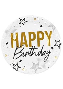 Boland 8 piatti di carta Happy Birthday Star da 23 cm