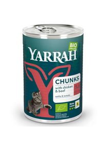 6x405g Chunks Kip en Rund met Brandnetel & Tomaat Yarrah Biologisch Kattenvoer Nat