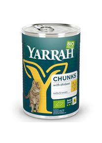 6x405g Chunks Kip met Brandnetel & Tomaat in Saus Yarrah Biologisch Kattenvoer Nat