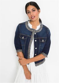 Veste en jean à franges - bleu - taille 38 avec coton - bonprix