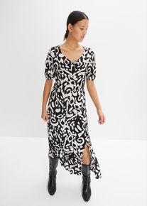 Robe en jersey crêpe avec longue fente devant - noir - taille 50/52 (XL) - bonprix