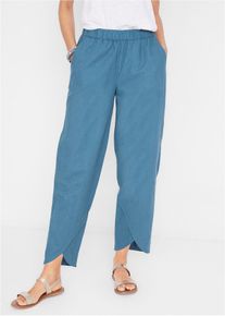 Pantalon 3/4 en léger lin mélangé - bleu - taille 46 - lin - bonprix