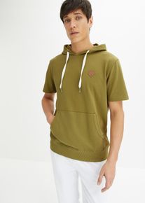 Sweat à capuche manches courtes - vert - taille 56/58 (XL) - 100% coton - bonprix