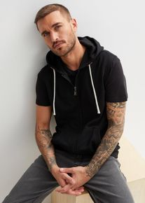 Sweat zippé à capuche sans manches en coton mélangé - noir - taille 64/66 (3XL) avec coton - bonprix