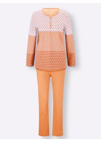 wäschepur Dames Pyjama in ecru/apricot ,maat 36/38, Witt, 100% Katoen