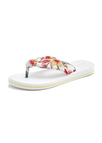 Lascana Dames Badslippers in wit gebloemd ,maat 35, Witt, 100% Textiel
