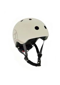 Scoot and Ride Kinderhelm , Hellgrau , Kunststoff, Textil , Gr. S-M , RoHS , Magnetverschluss, mit LED-Licht, Kinnpolster , Freizeit & Co, Sport &
