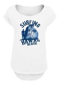 F4NT4STIC Dames Shirt 'Hawaii Surf Beach Summer' blauw / wit L