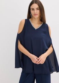 Blusa con strass, Blu, Taglia 56, bonprix