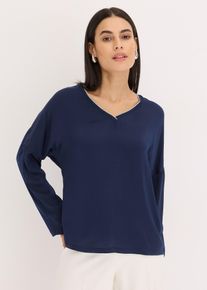 Maglia con maniche a pipistrello e inserto in satin - Blu - Taglia 42/44 (S) - bonprix