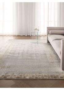 Tapis poil ras Leandro Grau/Beige 80x160 cm - Tapis poil court design moderne pour salon