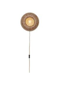 Good & Mojo Wandleuchte , Braun, Naturfarben , Naturmaterialien , rund , 15 cm , Lampen & Leuchten, Innenbeleuchtung, Wandleuchten
