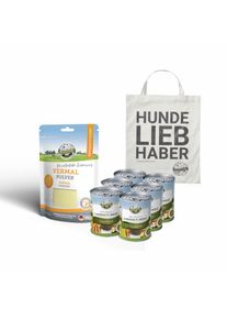 Economy set voor grote honden met Giardia van Bellfor Hondenvoer - Landgut-Menü 6 x 800 g + Vermal oeder 250 g