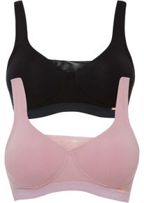 bonprix Biustonosz t-shirt Feel Comfort bez fiszbinów (2 szt.), bawełna organiczna, czarny, 95